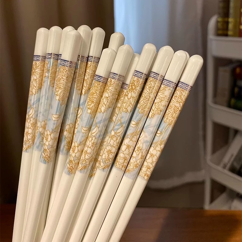 陶瓷筷子正品家用高档景德镇防霉抗菌骨瓷10双装耐高温礼盒套装