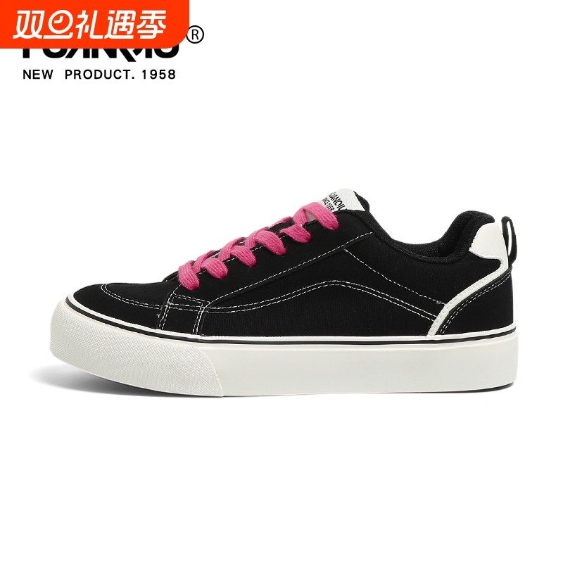 环球低帮厚底板鞋男2025新款秋季休闲运动男鞋校园缝线经典帆布鞋