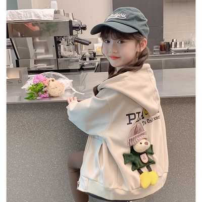 女童卫衣开衫外套秋装2025新款洋气儿童春秋季时髦小女孩连帽上衣