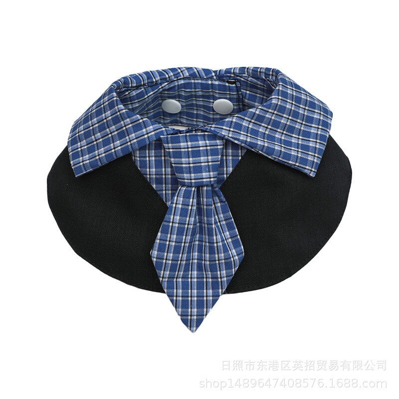 新款韩版格子衫围兜宠物项圈猫咪围嘴领带小型犬狗狗口水巾