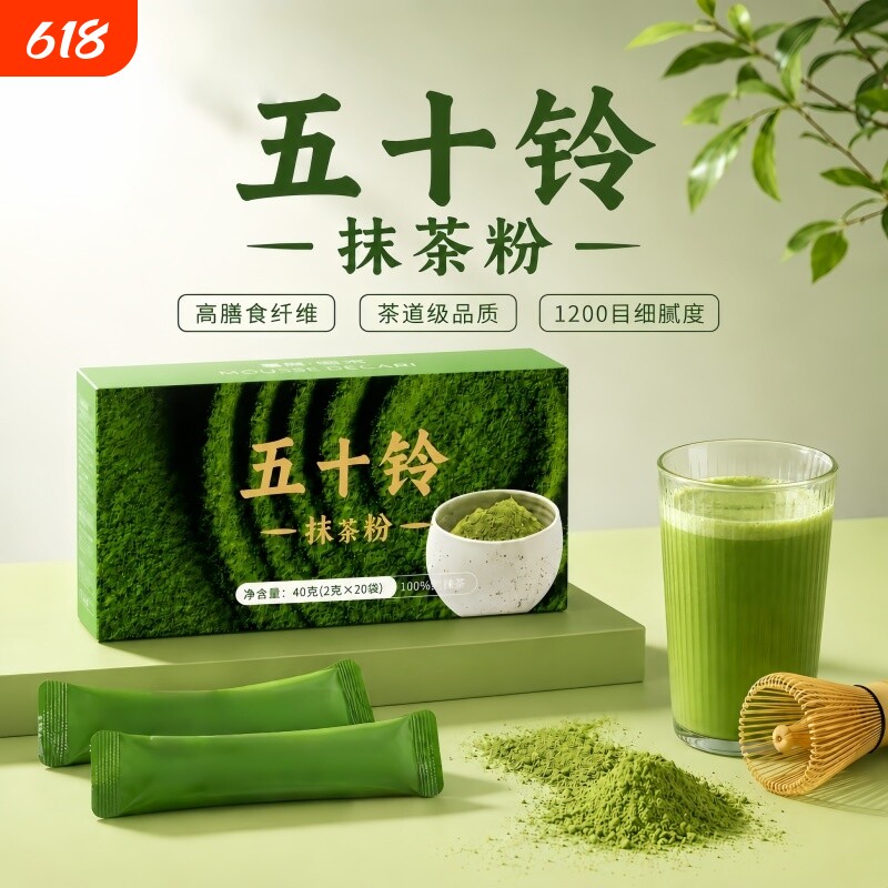 纯抹茶粉五十铃膳食纤维代餐烘焙早餐40g冲泡早餐养生粉盒装独立