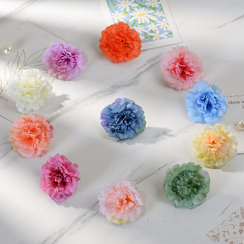 仿真花康乃馨簪花头饰花头婚庆伴手礼装饰配花DIY人造花红色粉色