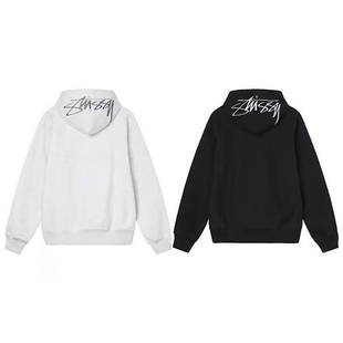 潮牌斯图西Stu连帽卫衣刺绣帽子重磅高版本纯棉秋冬加绒亲子帽衫