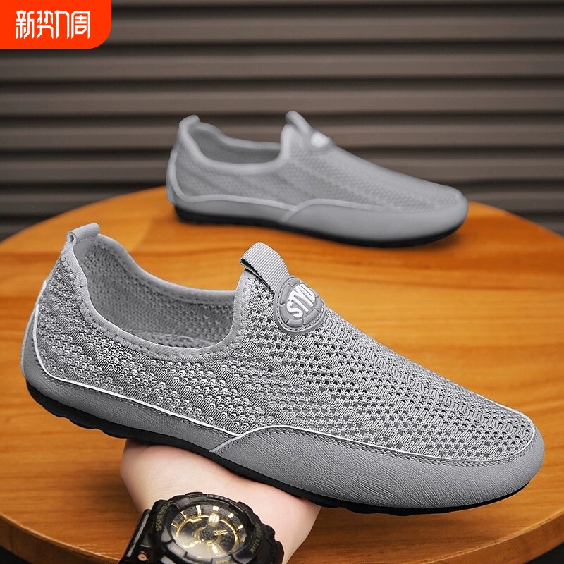 网鞋男士夏季透气洞洞网豆豆鞋镂空防臭黑色大网眼轻便休闲运动鞋