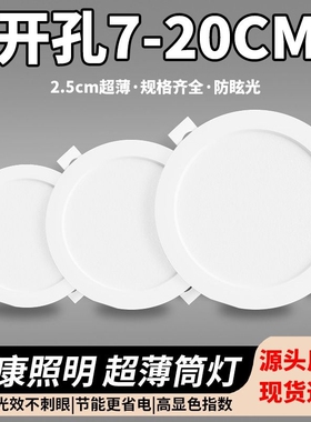超薄led筒灯嵌入式开孔2.5寸3.5寸4寸6寸8寸天花灯家用客厅牛眼灯