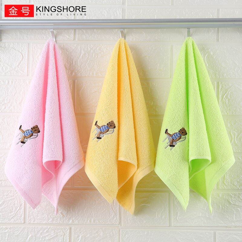 金号纯棉儿童小毛巾卡通可爱小熊洗脸巾柔软成人官方正品不掉毛