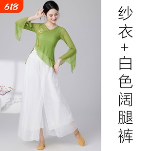 新款2025古典舞身韵飘逸纱衣演出服女民族风仙女练功服舞蹈上衣女
