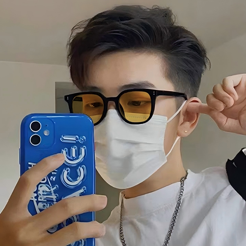 开车黑框茶色墨镜男款复古防晒橘黄色眼镜女变色近视太阳镜潮偏光