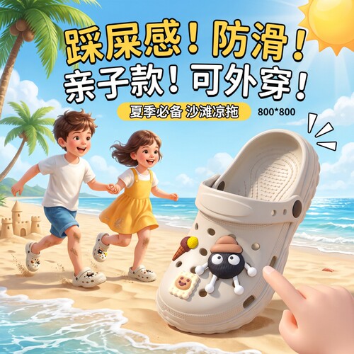 夏季儿童洞洞鞋防滑透气沙滩凉拖