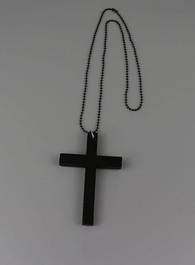 暗黑黑白十字架项链大毛衣链哥特修女配饰洛丽塔复古长款黑色白色