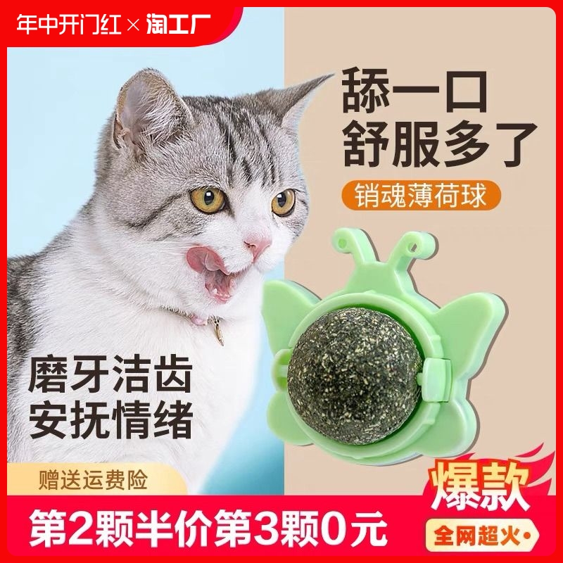 猫薄荷球猫玩具磨牙耐咬解闷神器幼猫小猫猫咪自嗨舔舔乐用品虫瘿 宠物/宠物食品及用品 逗猫棒 原图主图