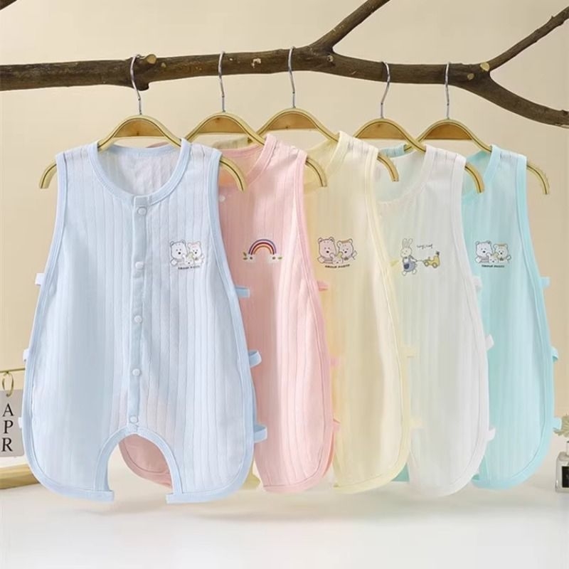 婴儿短袖连体衣服夏天纯棉夏装薄款空调睡衣夏季男女新生宝宝