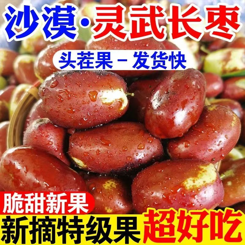 2025鲜枣大果宁夏灵武长枣新鲜大红枣脆甜冬枣当季孕妇水果现摘