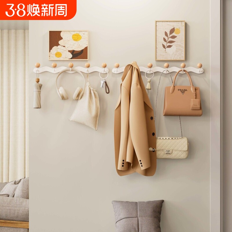 墙上挂衣架卧室免打孔玄关进门口挂钩入户衣架壁挂墙壁门后挂衣钩