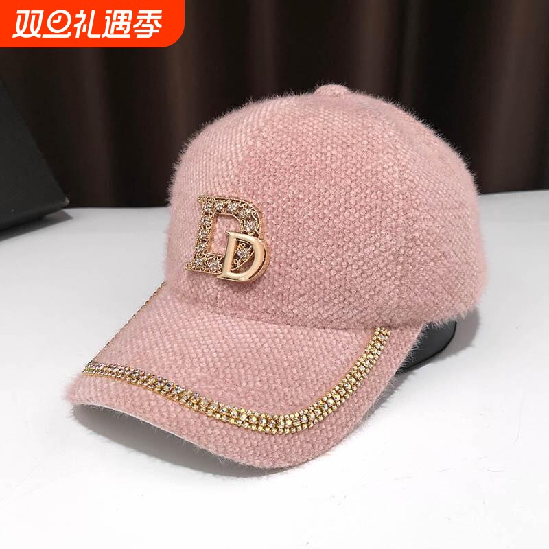 马海毛鸭舌帽ins潮牌秋冬季女大脸宽檐新款保暖时尚帽子潮棒球帽