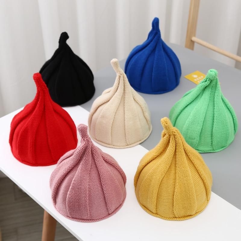 韩版保暖花朵帽针织帽毛线奶嘴帽亲子针织扭扭帽成人帽子蓝色红色