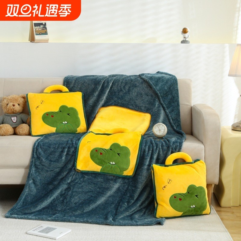 批发手提空调被多功能靠垫 卡通抱枕毯车载午睡两用二合一抱枕被