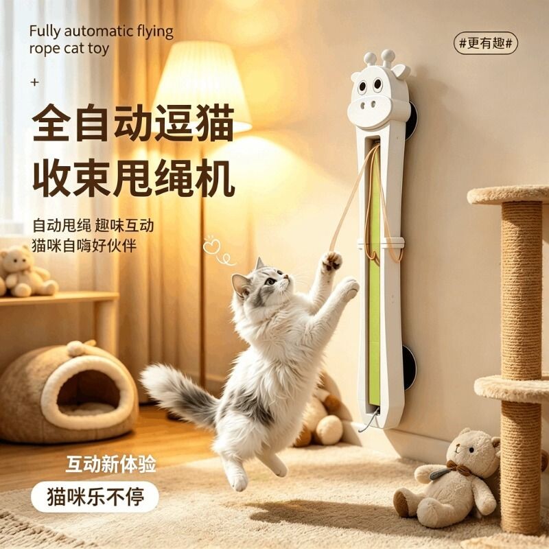 电动猫玩具宠物全自动逗猫甩绳机滚绳自嗨解闷神器解放猫猫互动