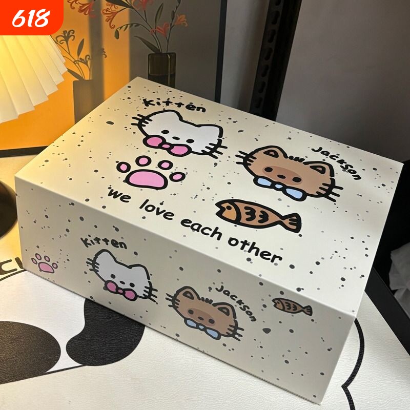 可爱泼墨猫咪卡通磁吸礼品盒包装收纳盒生日礼物空盒送对象女友