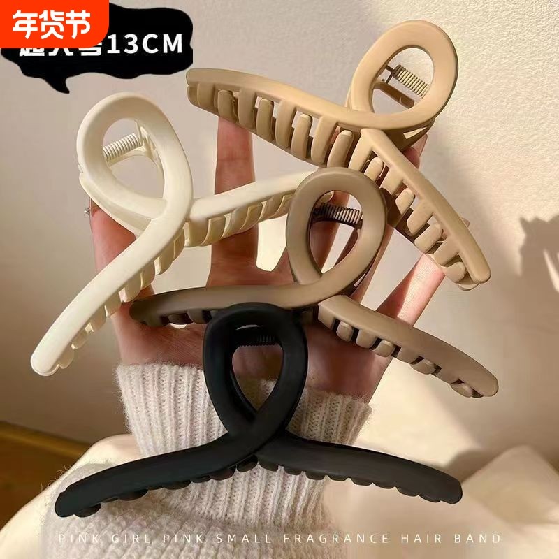 复古新款超大号高级感磨砂抓夹法式春夏鲨鱼夹发夹高颜值夹子头饰