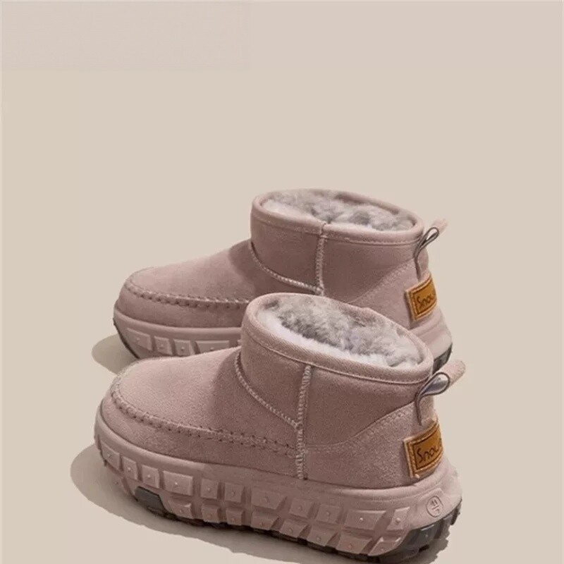 意尔康心选轮胎厚底雪地靴女2025新款冬季东北加绒加厚保暖鞋真皮