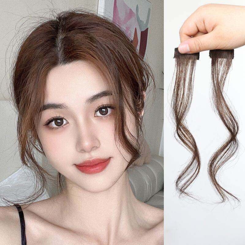 龙须刘海假发女自然中分八字假发片鬓角两侧无痕卷头帘假刘海隐形