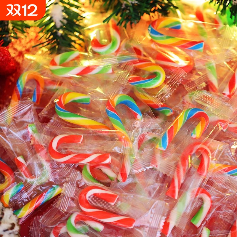 圣诞节糖果礼盒装礼物散装卡通拐杖糖棒棒糖混合味批发儿童小零食