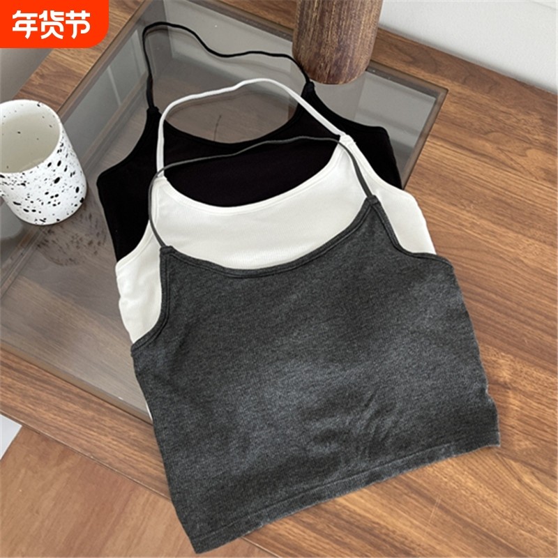 交叉夏季设计感短款挂脖吊带女露背黑色美背美背小背心含胸垫上衣,女装/女士精品,背心吊带,淘宝优惠券,粉丝福利购,淘宝优惠卷