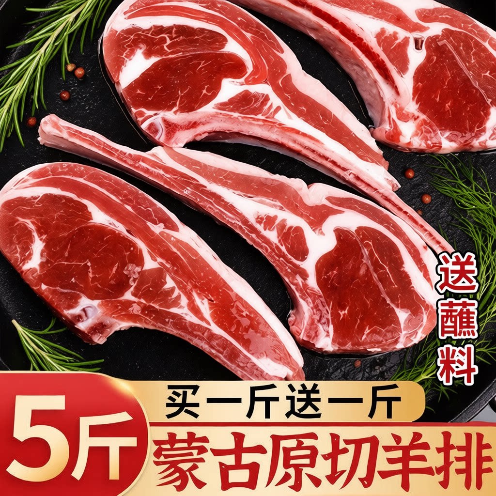 羊排战斧新鲜烧烤食材半成品原切法式烤肉小羊排蒙古羊肉商用冷冻