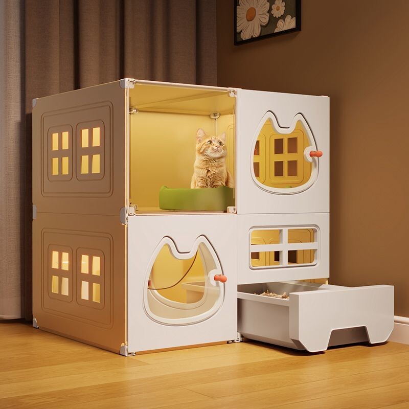 猫笼子家用室内超大自由空间一室一厅一卫猫窝猫厕所一体猫咪别墅