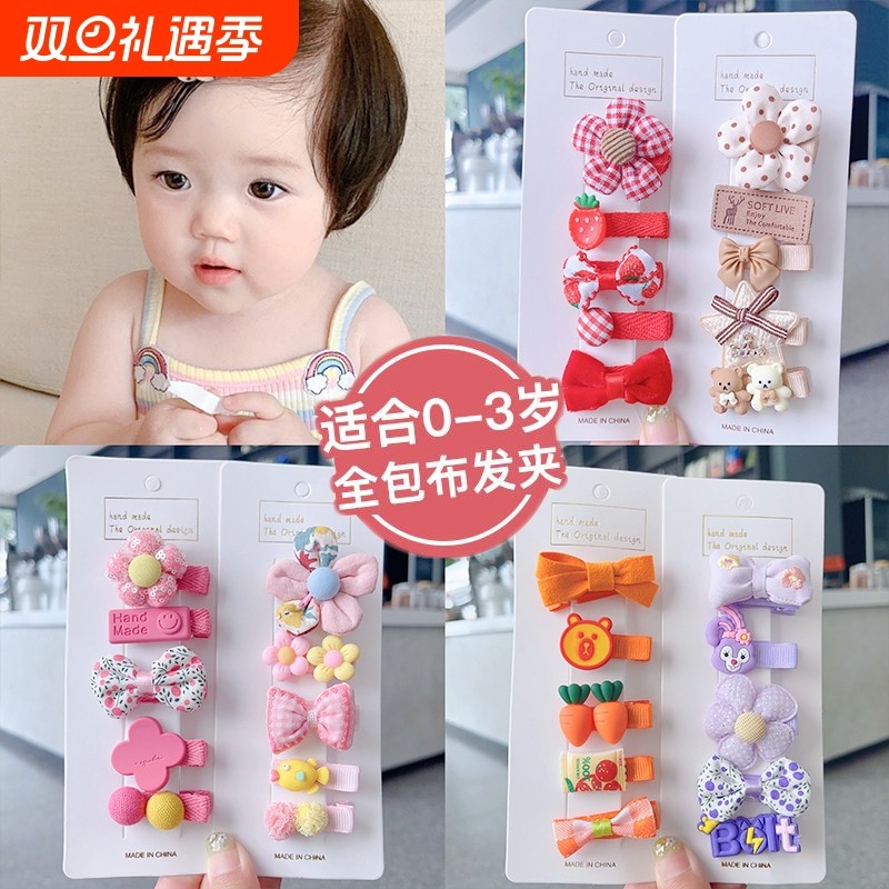 不伤发女宝宝儿童婴儿发夹全包布可爱甜美超萌花朵女童婴幼儿发饰