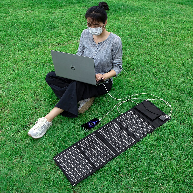 户外移动电源太阳能充电板12v车载蓄电池快充电宝便携折叠发电器