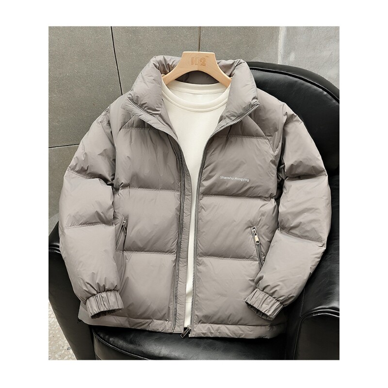 户外温暖轻薄款羽绒服男冬季2025新款痞帅立领防寒服黑金发热冬装