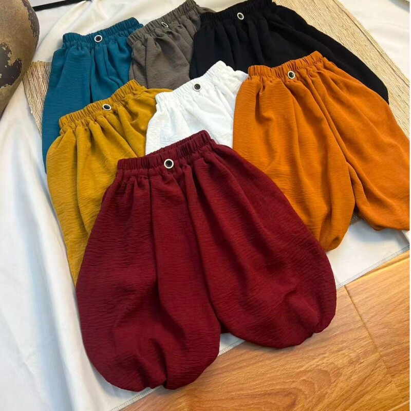 儿童夏季冰丝防蚊裤男女童宽松透气灯笼裤棉麻感薄款宝宝凉凉裤图片