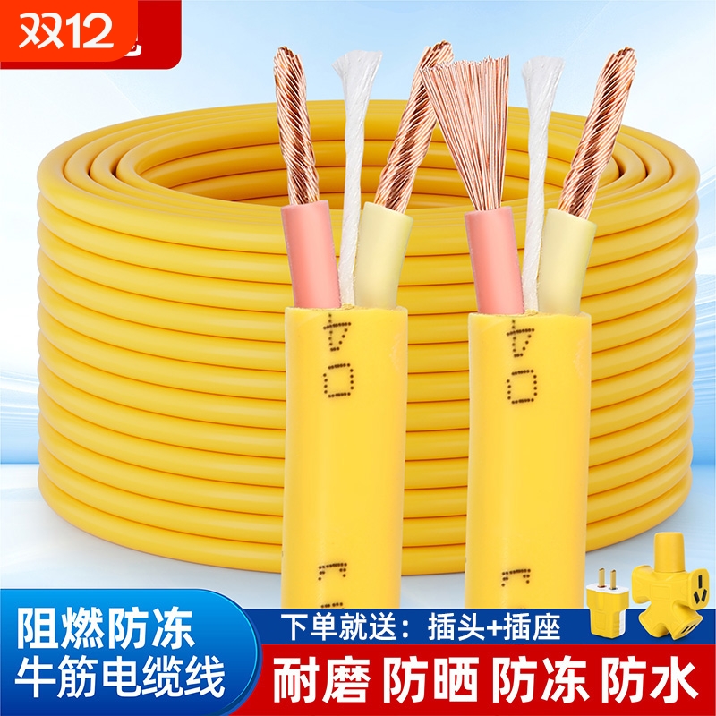 牛筋电缆线2芯1.52.5.4平方家用