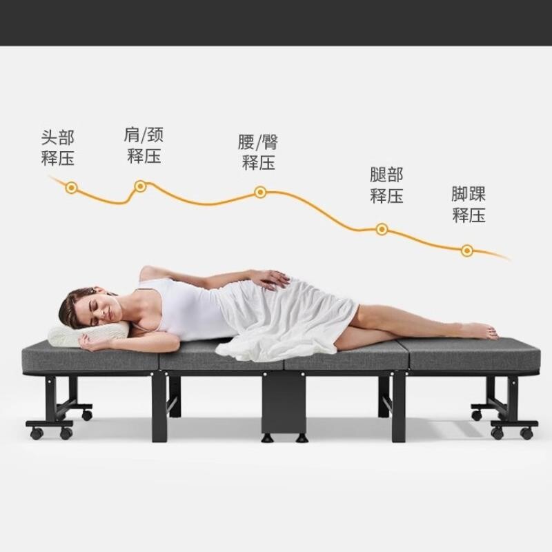 单人可收纳折叠床办公室午休神器便携式医院陪护床行军床加厚床垫图片