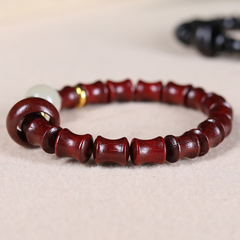 天然紫檀竹节珠佛珠手链diy跑环搭配夜光石节节高升学生考试礼物