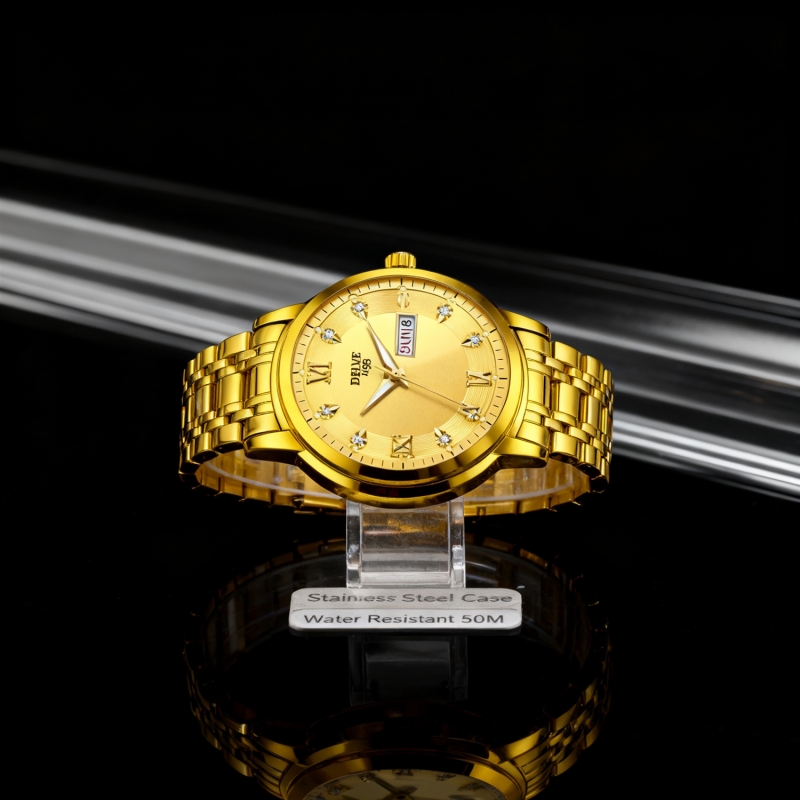 手表男款机械风全自动防水高级感全自动男表数字双日历防水腕表男