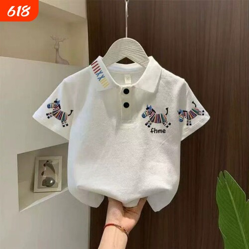 男女童纯棉仿刺绣翻领POLO衫