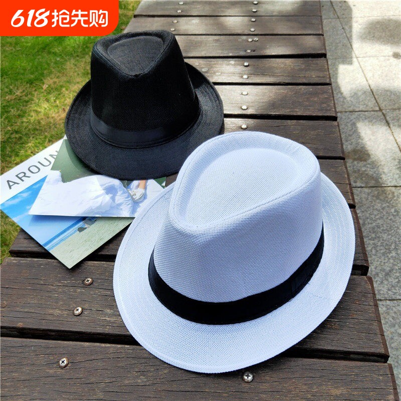 巴拿马纯色小礼帽爵士帽太阳帽男士女士情侣款英伦遮阳帽
