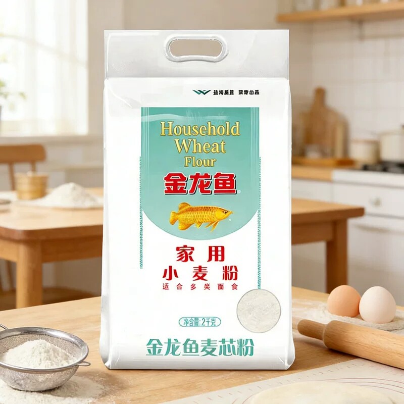 金龙鱼家用小麦粉2kg面粉通用包子馒头饺子面条烘焙粉4斤装包邮
