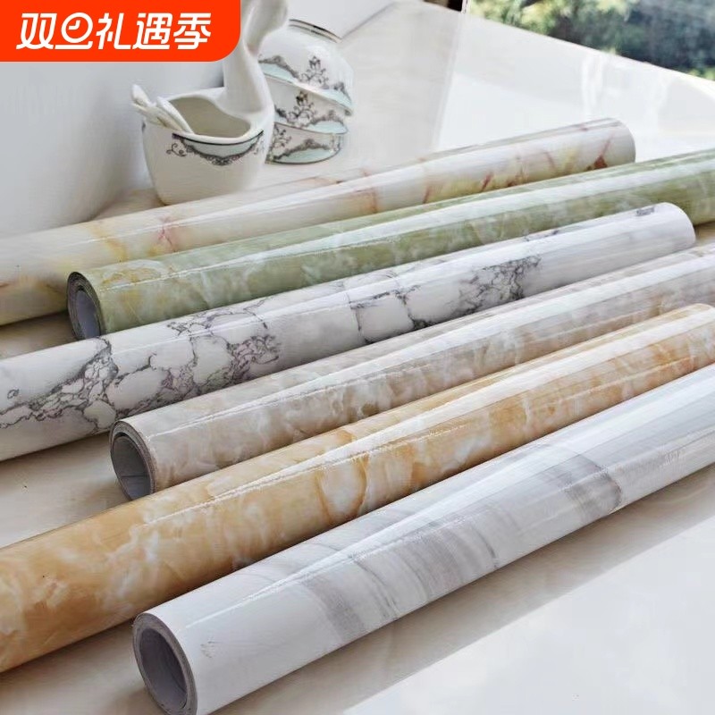 厨房防油贴纸加厚防水防潮霉橱柜壁纸柜子桌面墙贴大理石墙纸自粘