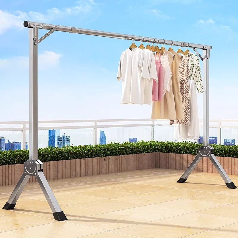 简易折叠晾衣架落地伸缩凉衣杆家用卧室挂架宿舍阳台晒晾衣室外