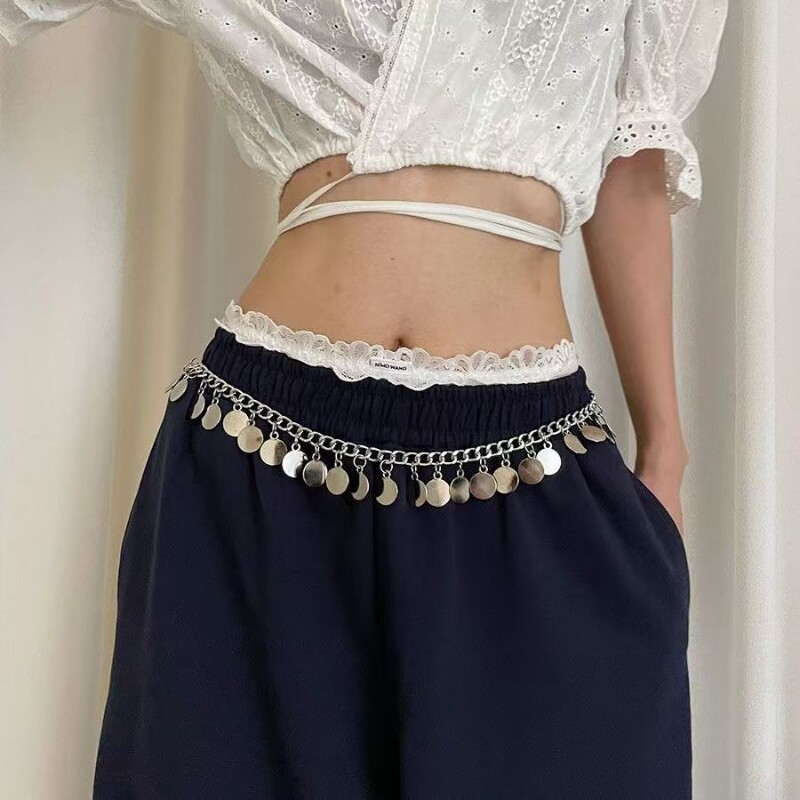 金属流苏腰链女小众高级感圆片吊坠链条民族风配裙子裤子腰带配饰