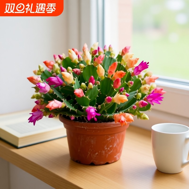 清仓处理中蟹爪兰盆栽带花苞多色花苗大苗好养耐活卉客厅开花