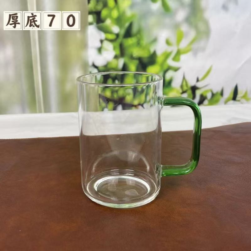 绿茶杯高硼硅防爆透明泡茶杯耐热玻璃家用办公水杯茶具带盖办公杯