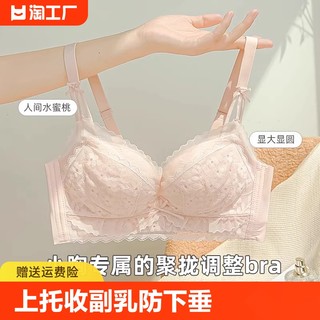 水蜜桃内衣女聚拢小胸无钢圈上托收副乳防下垂蕾丝文胸罩显大固定