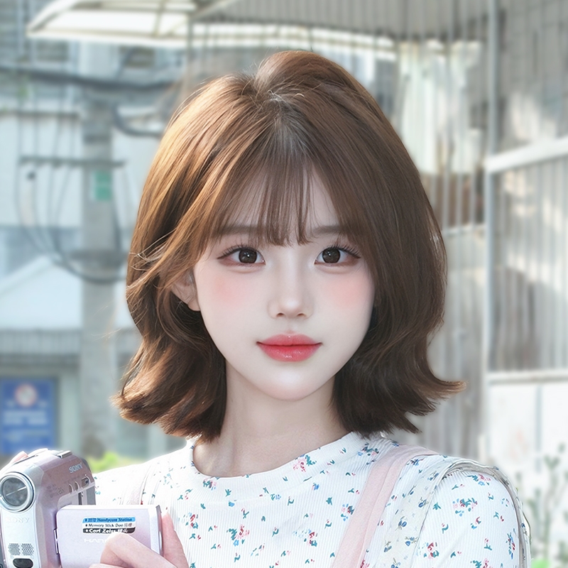 假发女短发波波头齐刘海方圆脸lolita减龄卷发jk薄款自然全头套