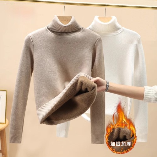 2025高领毛衣男2025冬季新款加绒加厚保暖上衣打底衫内搭针织衫