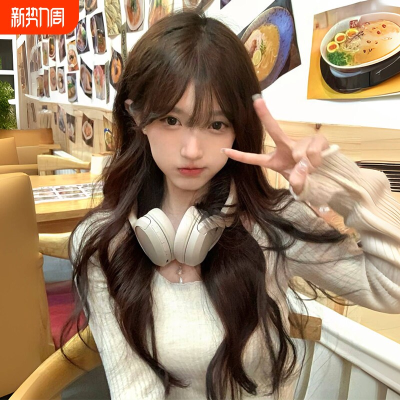 假发女长发长卷发仿真发全真微卷波浪全头套式自然整顶假发套刘海